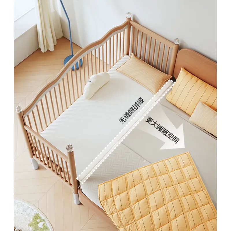 Baby Nursery And Co - เตียงเด็กอเนกประสงค์ทำจากไม้เนื้อแข็ง พร้อมราวกั้นนิรภัยสำหรับทารกและเด็กเล็ก