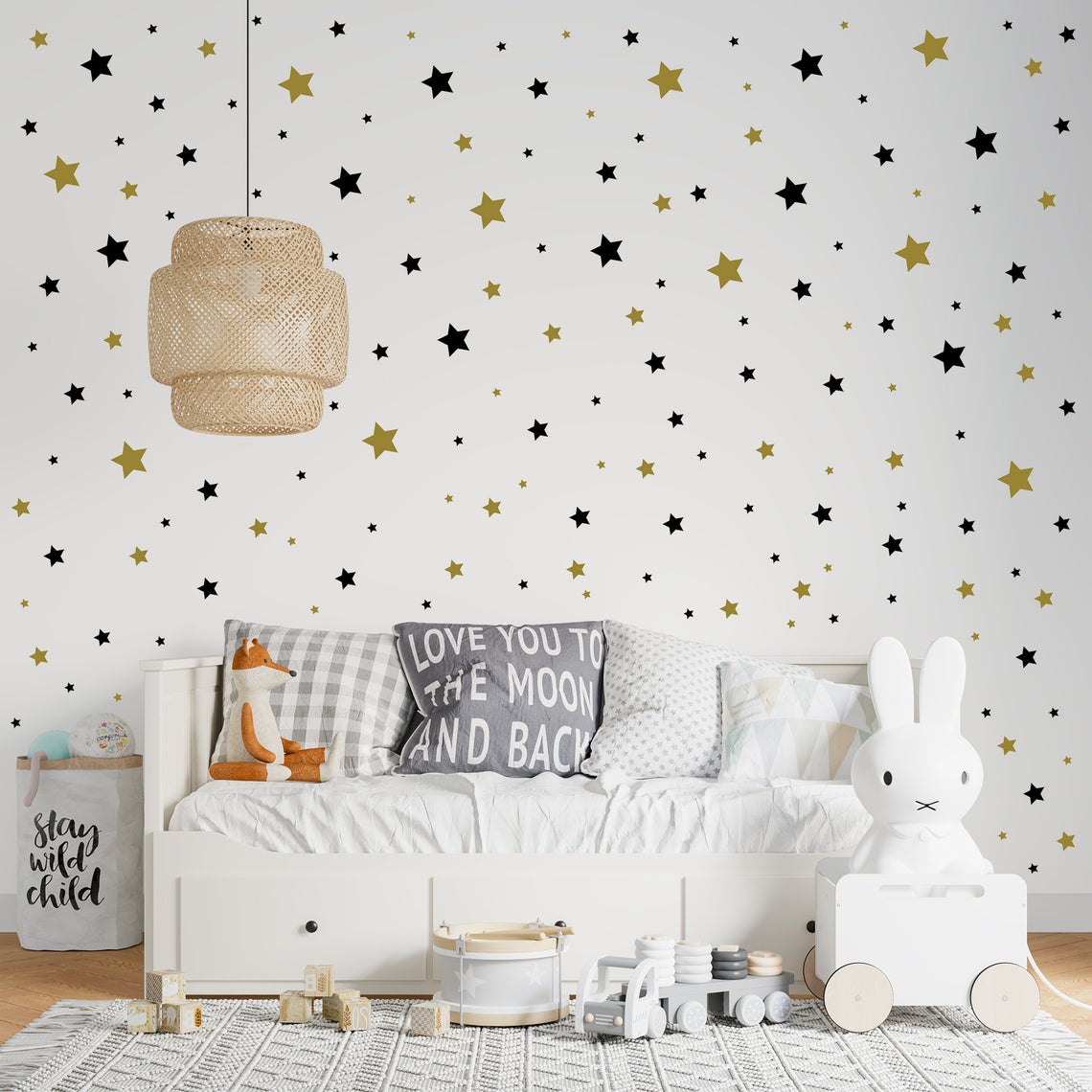 Baby Nursery Products - การ์ตูน 65 ชิ้น Star สติ๊กเกอร์ติดผนังเด็กทารกเด็ก Nordic