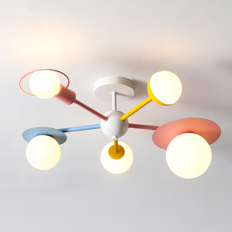 Baby Nursery Chandelier - Nordic เด็กห้องนอนโคมไฟระย้าโคมไฟ LED สีฟ้าสีชมพูเพดานสำหรับสาวเด็กเด็กเจ้าหญิง