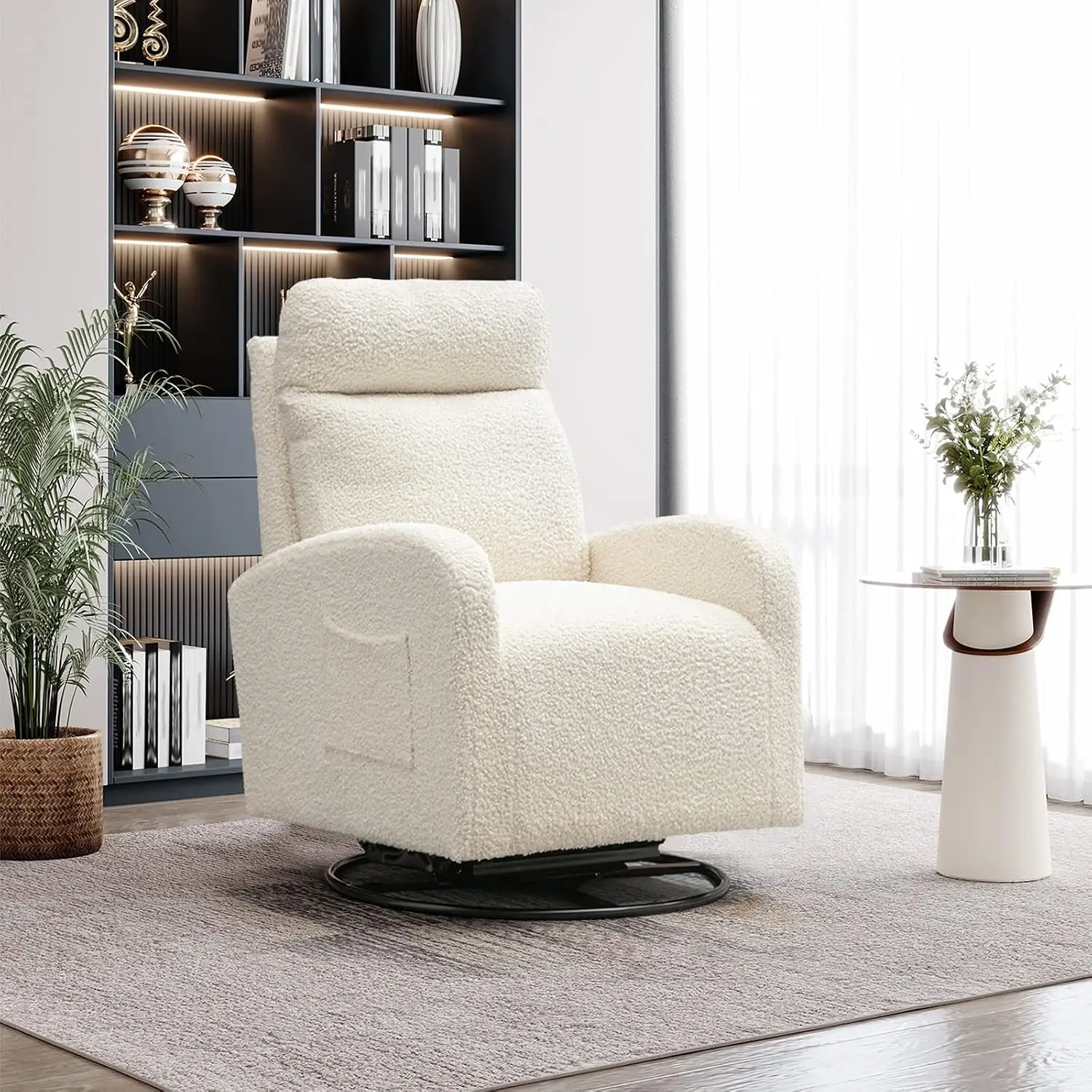 Baby Nursery Glider Chair - เก้าอี้โยกหมุนทันสมัย, เก้าอี้โยกหุ้มเบาะสำหรับห้องเด็ก, เก้าอี้โยกพนักพิงสูงพร้อมที่วางแขนและพนักพิงด้านข้าง