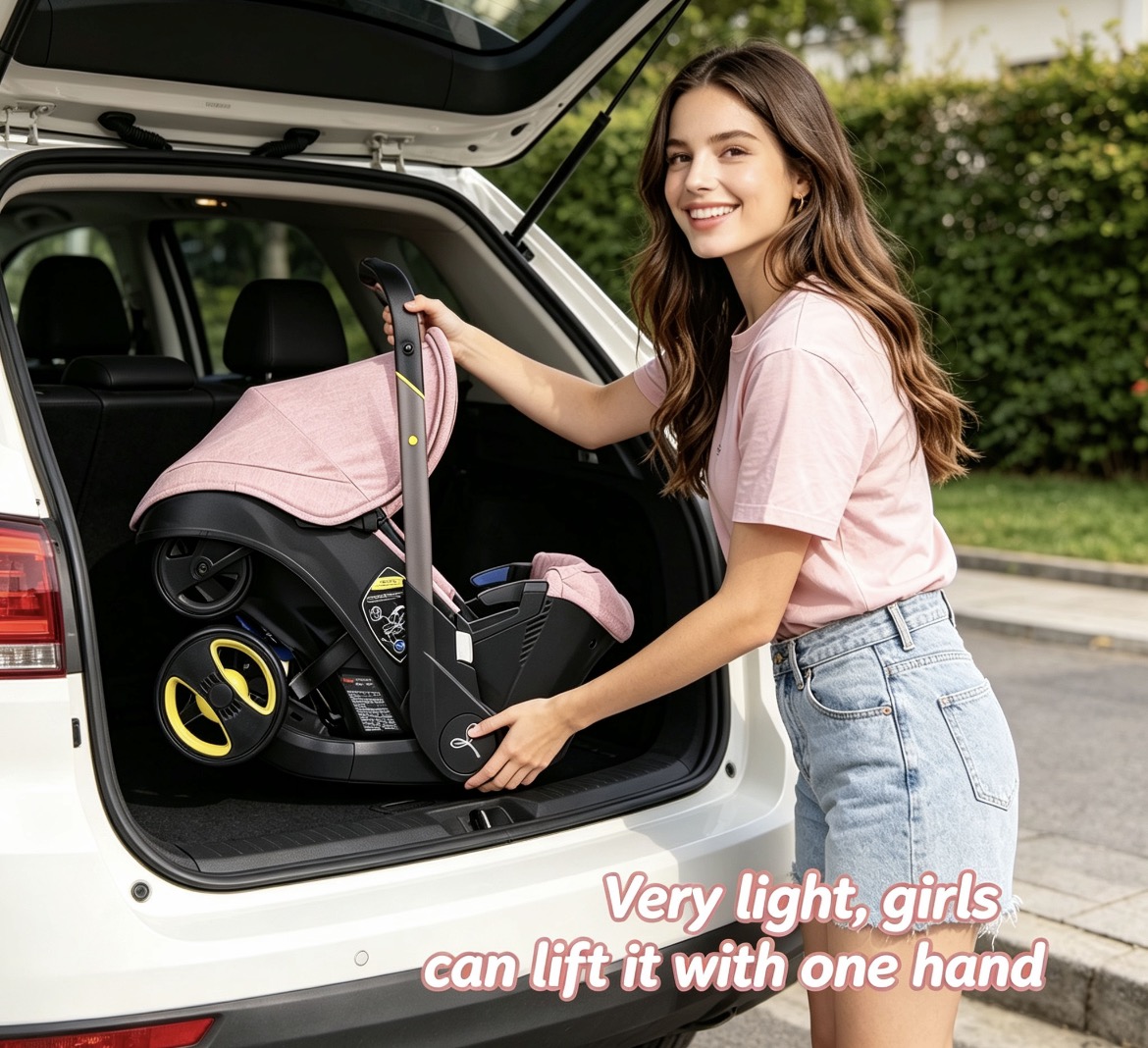 Baby Nursery Trolley - รถเข็นเด็กแบบพับได้ 3-in-1 น้ำหนักเบา ระบบเดินทางสำหรับเด็กทารก, ที่นั่งแบบปรับหมุนได้ สามารถปรับเป็นเปลนอนและเปลหิ้วได้,