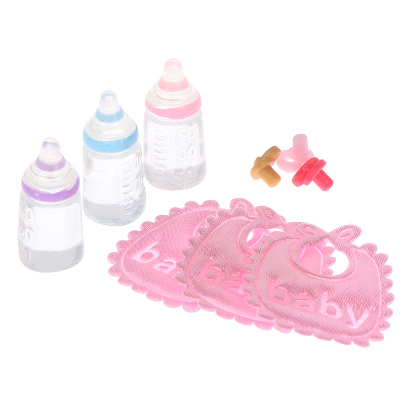 Baby Nursery Kit - 3ชิ้นบ้านตุ๊กตา1:12ขวดนมขนาดเล็กชุดจุกนมเด็กของขวัญอุปกรณ์เสริมสำหรับสถานรับเลี้ยงเด็ก