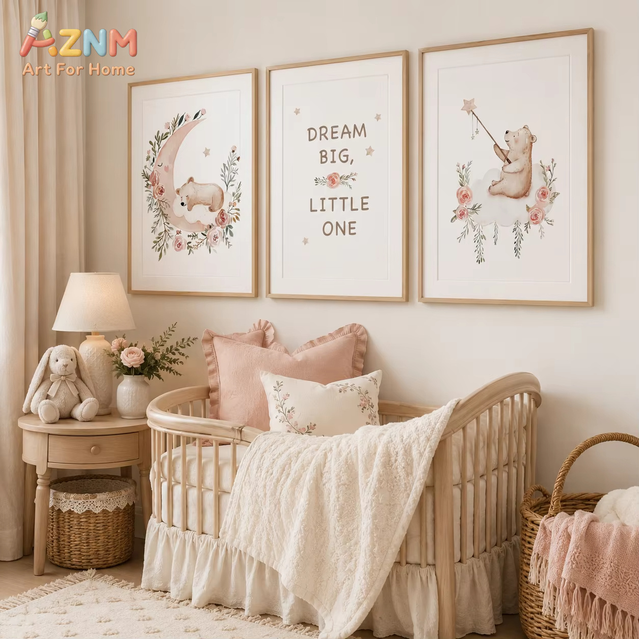 Baby Boy Nursery Quotes - AZNM ศิลปะติดผนังลายดอกไม้สำหรับห้องเด็ก, ภาพวาดบนผ้าใบลายหมีเท็ดดี้น่ารักพร้อมคำคมเกี่ยวกับดวงจันทร์, โปสเตอร์สำหรับเด็กชายและเด็กหญิงตกแต่งห้องนอน
