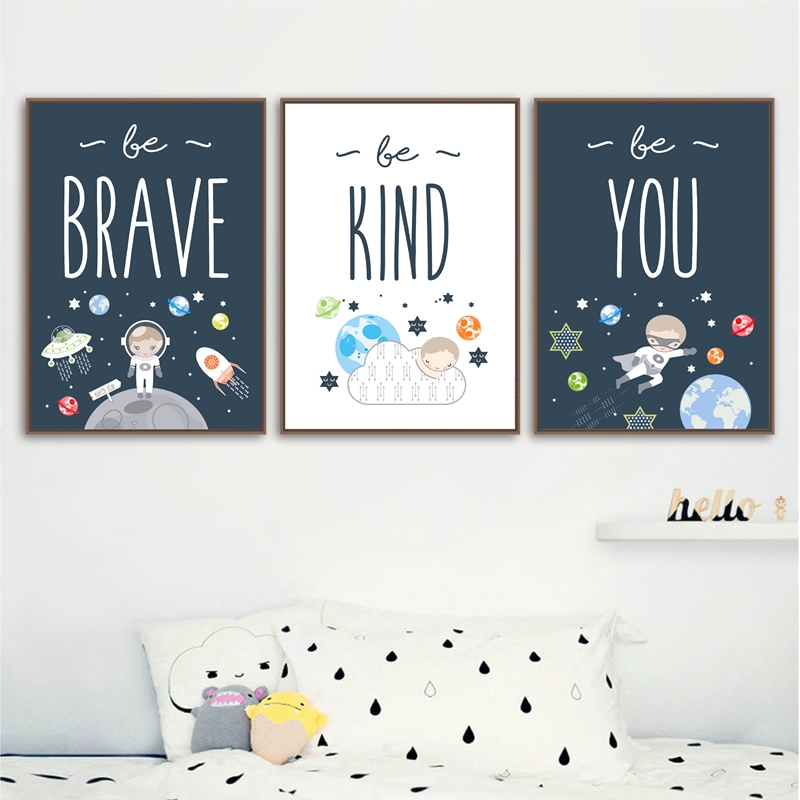 Baby Boy Nursery Quotes - พื้นที่ Nursery ศิลปะบนผนังพิมพ์ Be Brave &