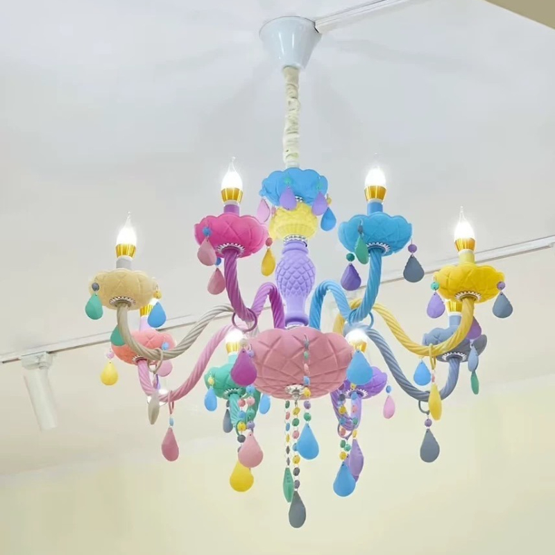 Baby Nursery Chandelier - Nordic Macaron ยุโรปสไตล์เทียนโคมระย้าคริสตัลสําหรับหญิงและเจ้าหญิงเด็กห้องนอน