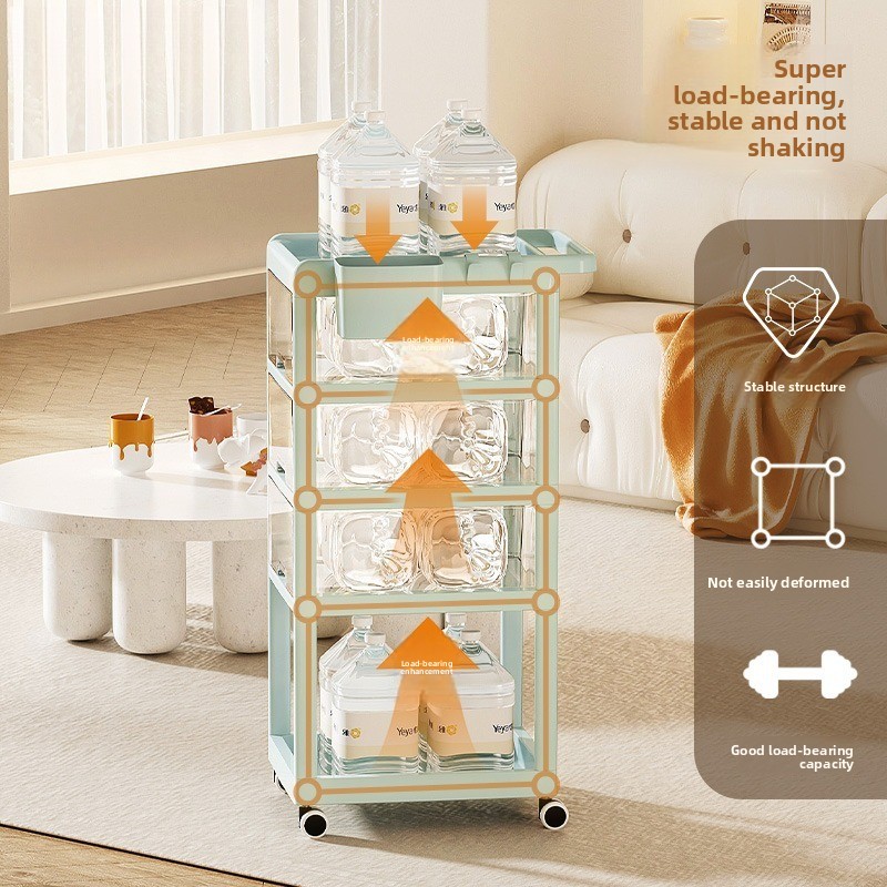 Baby Nursery Trolley - รถเข็นเก็บของสำหรับเด็กแบบเคลื่อนย้ายได้ พร้อมลิ้นชักหลายชั้น ชั้นวางของแบบถอดได้ รถเข็นขนาดเล็กสำหรับใช้ในบ้าน