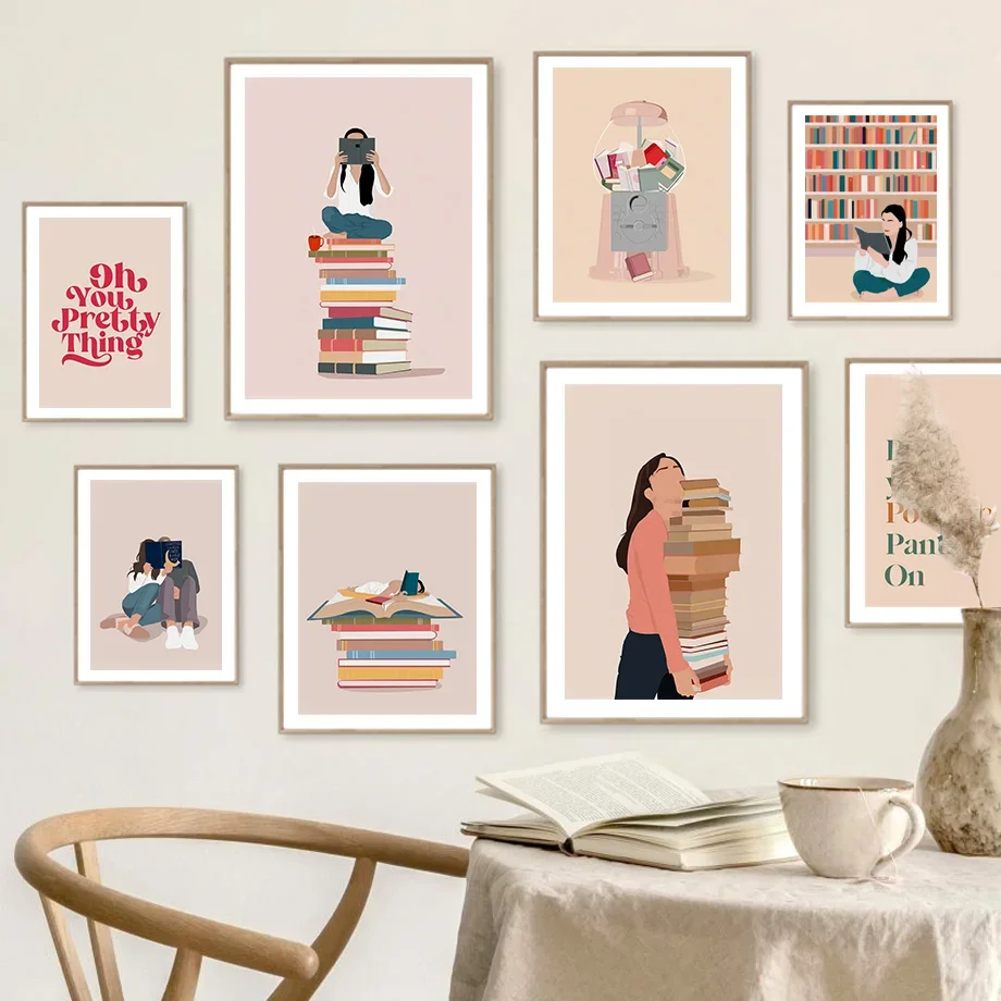 Baby Boy Nursery Quotes - ภาพพิมพ์บนผ้าใบลายสาวน้อยอ่านหนังสือพร้อมแก้วน้ำ คำคมสไตล์มินิมอล ภาพศิลปะติดผนังแบบไร้กรอบ 1 ชิ้น สำหรับตกแต่งห้องนั่งเล่นสไตล์โมเดิร์น