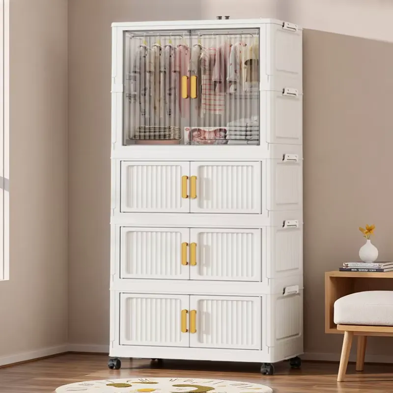 Baby Nursery Unit - ตู้เสื้อผ้าเด็กแบบพับได้ 4 ช่อง ตู้เก็บของเรียบง่ายสำหรับของเล่นเด็ก ขนม ของใช้ในห้องนอน