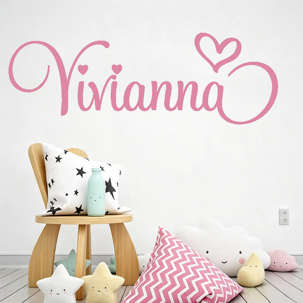 Baby Nursery Decor Boy - สติ๊กเกอร์ติดผนังสำหรับห้องเด็ก สติ๊กเกอร์ไวนิลลายหัวใจพร้อมชื่อเด็กแบบปรับแต่งได้ สำหรับตกแต่งห้องเด็กชาย เด็กหญิง และห้องเด็กทารก