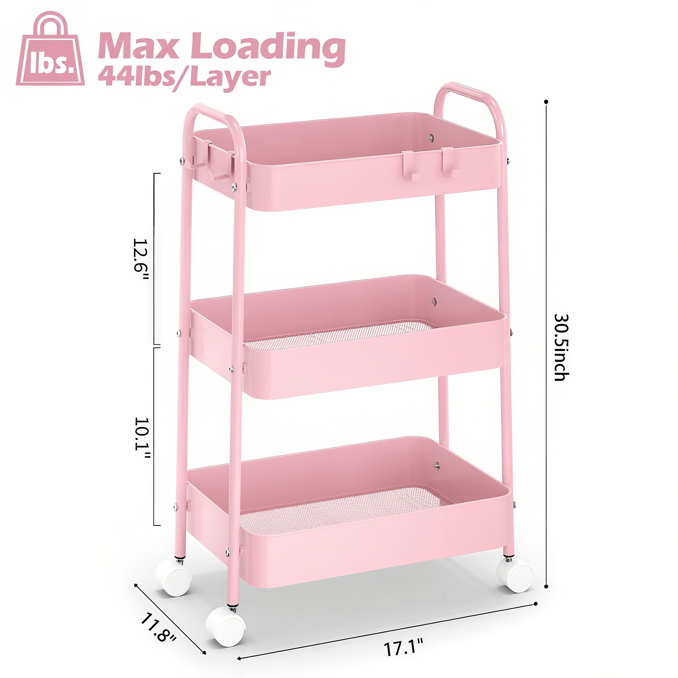 รถเข็นโลหะ 3 ชั้นพร้อมล้อเลื่อ - Baby Nursery Unit บทวิจารณ์และราคา