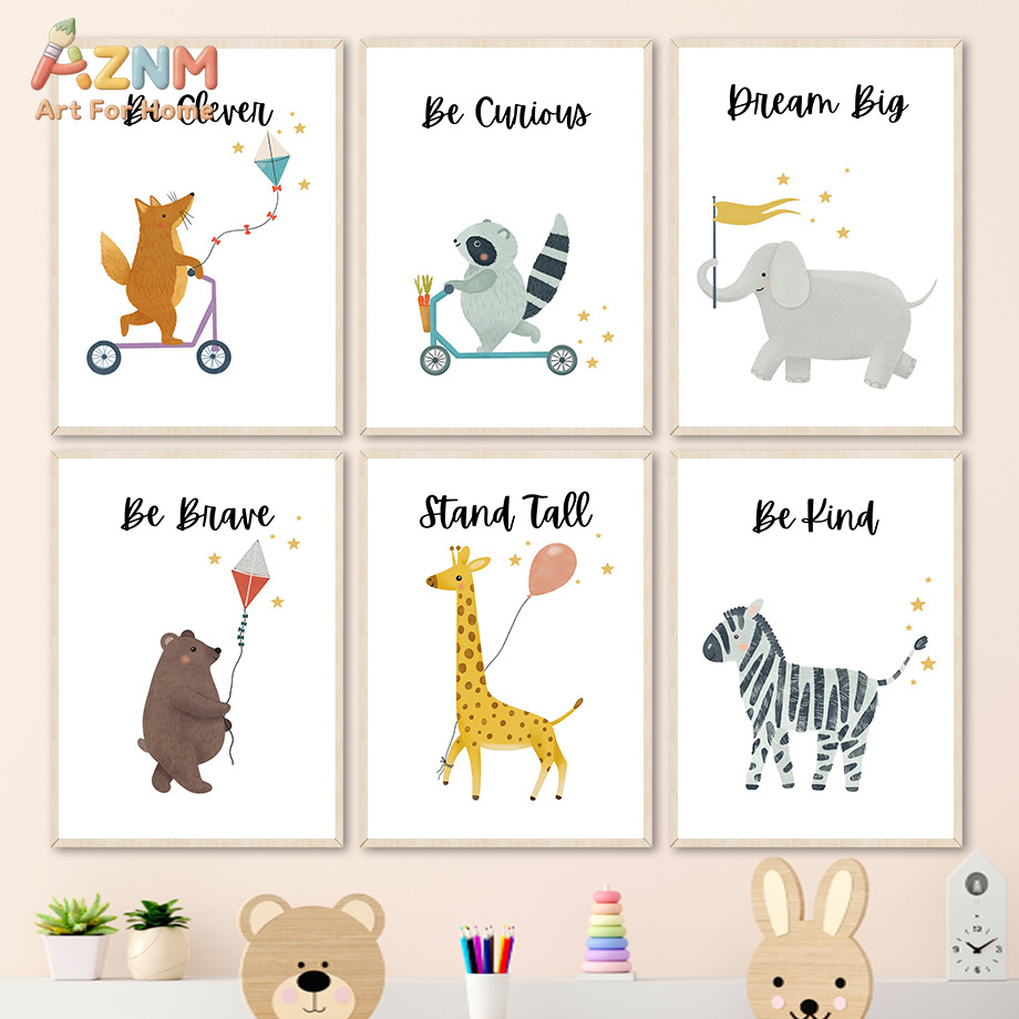 AZNM ภาพพิมพ์บนผ้าใบลายสัตว์ซา - Baby Boy Nursery Quotes บทวิจารณ์และราคา