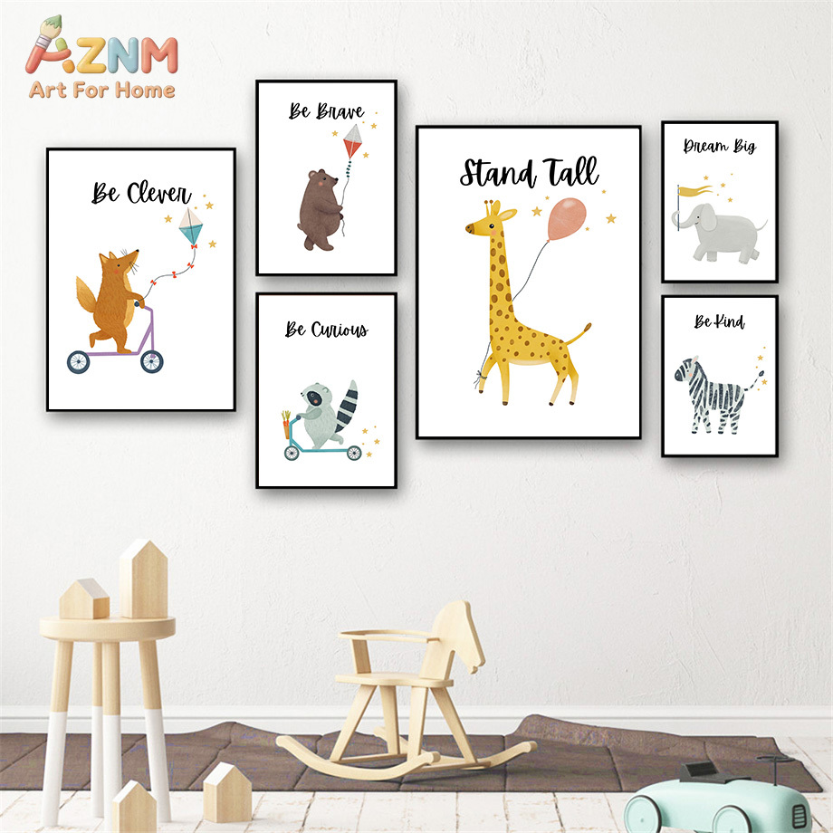 AZNM ภาพพิมพ์บนผ้าใบลายสัตว์ซา - Baby Boy Nursery Quotes บทวิจารณ์และราคา