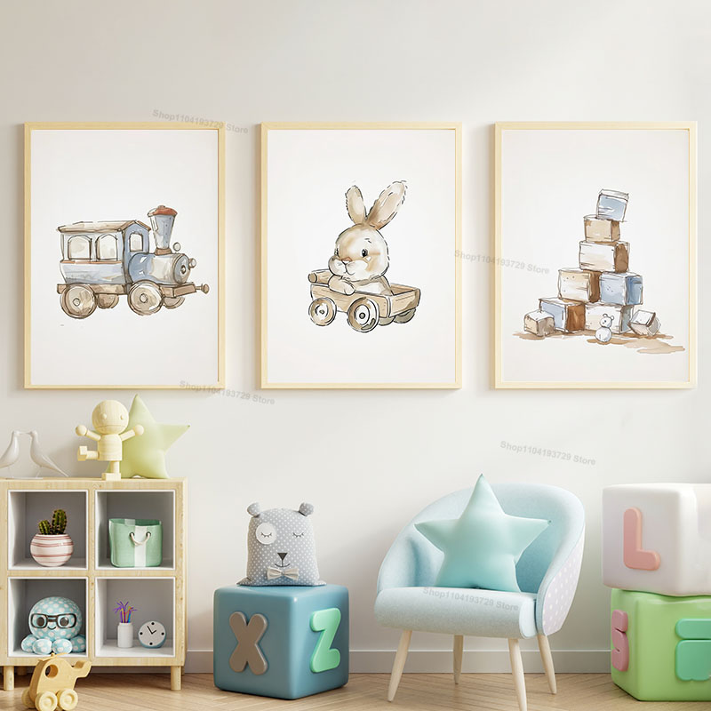 ภาพพิมพ์บนผ้าใบลายการ์ตูนสไตล์ - Baby Nursery Books บทวิจารณ์และราคา
