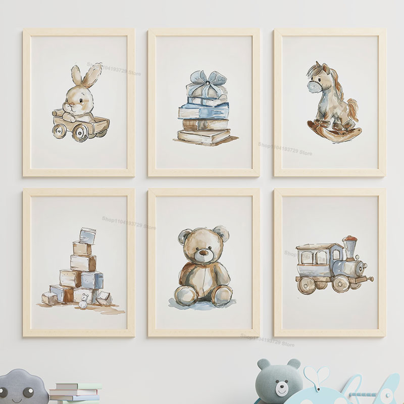 ภาพพิมพ์บนผ้าใบลายการ์ตูนสไตล์ - Baby Nursery Books บทวิจารณ์และราคา
