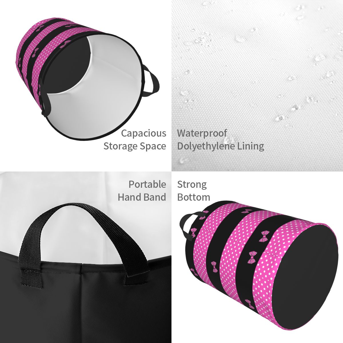 ตะกร้าผ้าลายจุดมินนี่สีชมพูพับ - Baby Nursery Items บทวิจารณ์และราคา