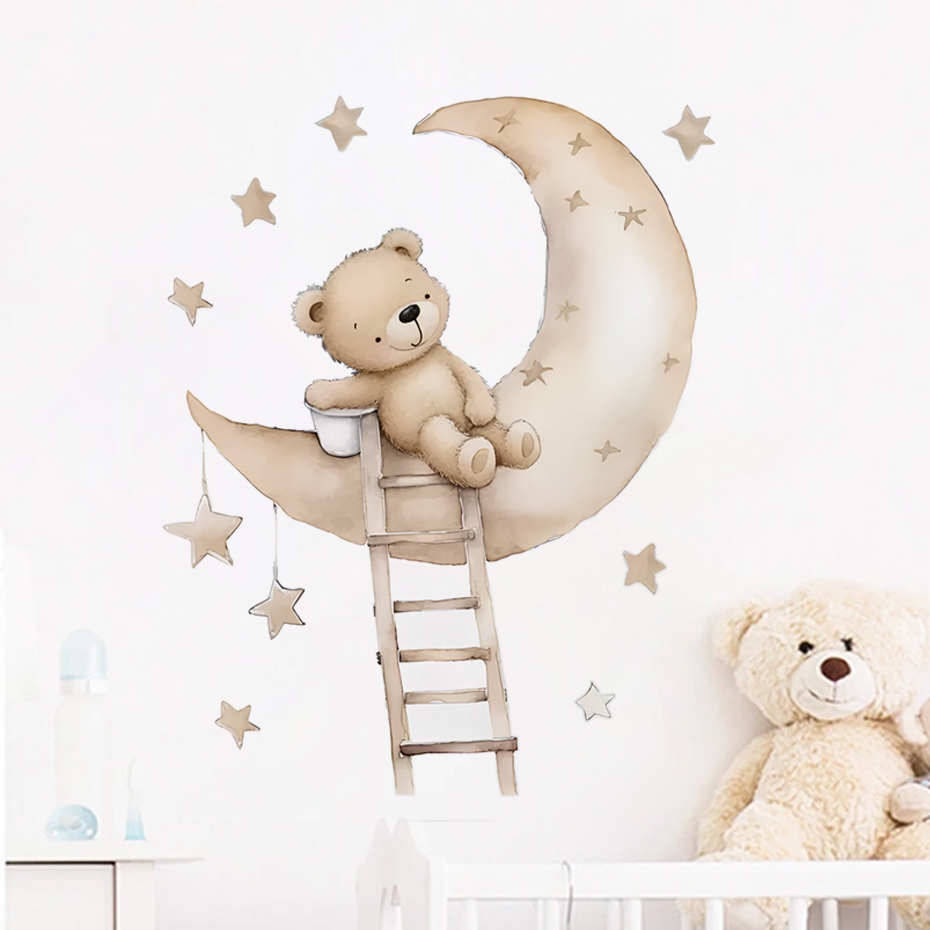 หมีน่ารัก Star Cloud สติ๊กเกอร - Baby Nursery Decor Boy บทวิจารณ์และราคา