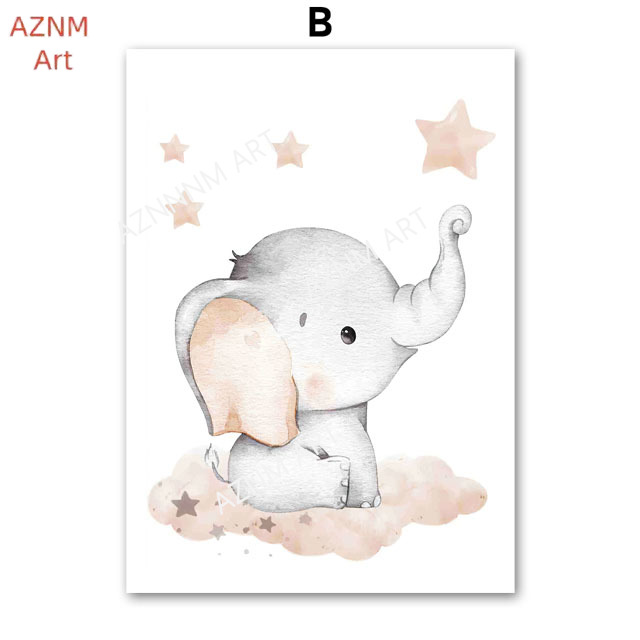 โปสเตอร์รูปช้าง บอลลูน สายรุ้ง - Baby Nursery Art บทวิจารณ์และราคา