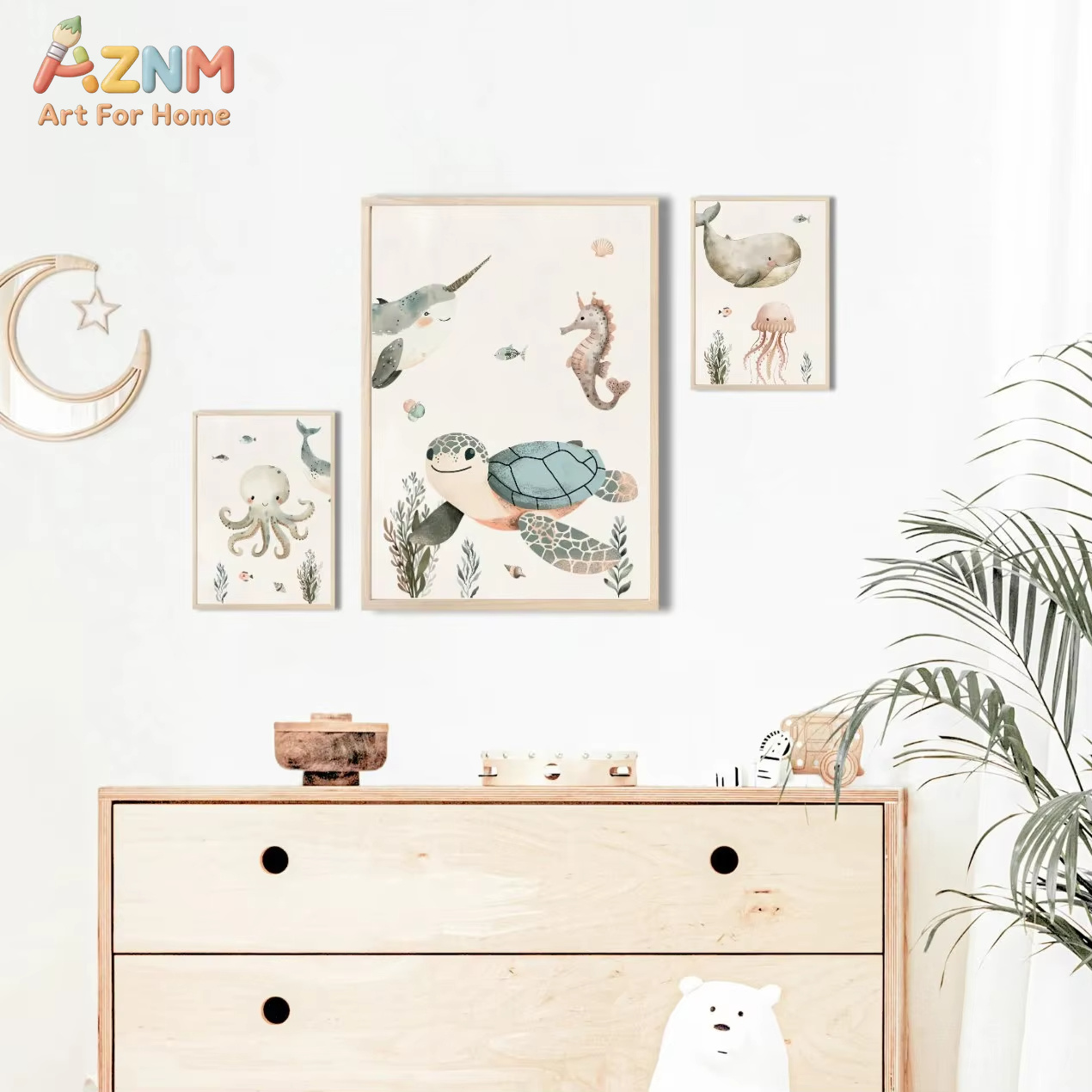 AZNM สีน้ำน่ารักสัตว์ทะเลศิลปะ - Baby Nursery Art บทวิจารณ์และราคา