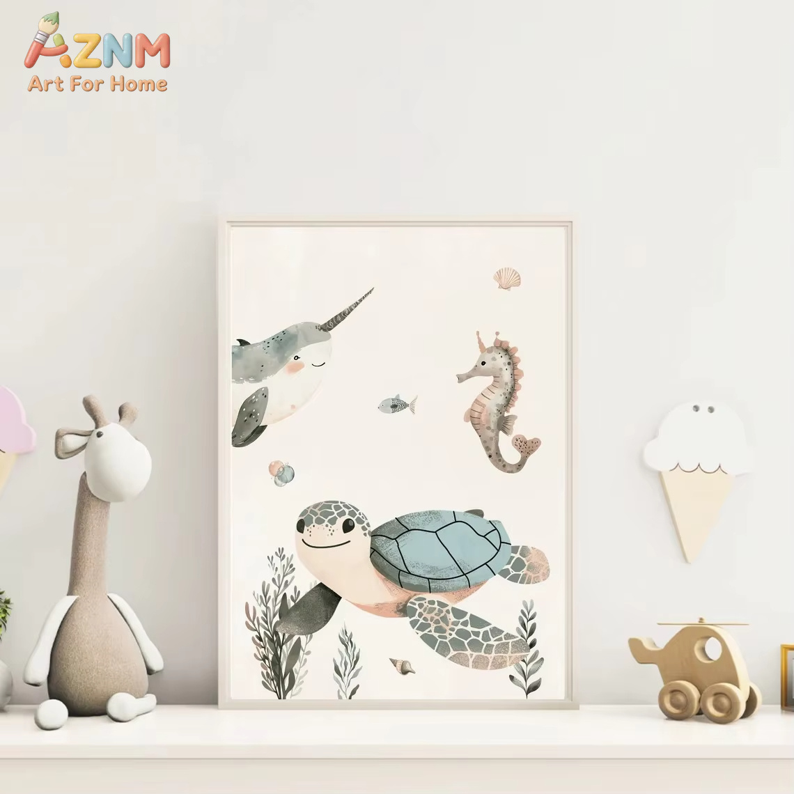 AZNM สีน้ำน่ารักสัตว์ทะเลศิลปะ - Baby Nursery Art บทวิจารณ์และราคา