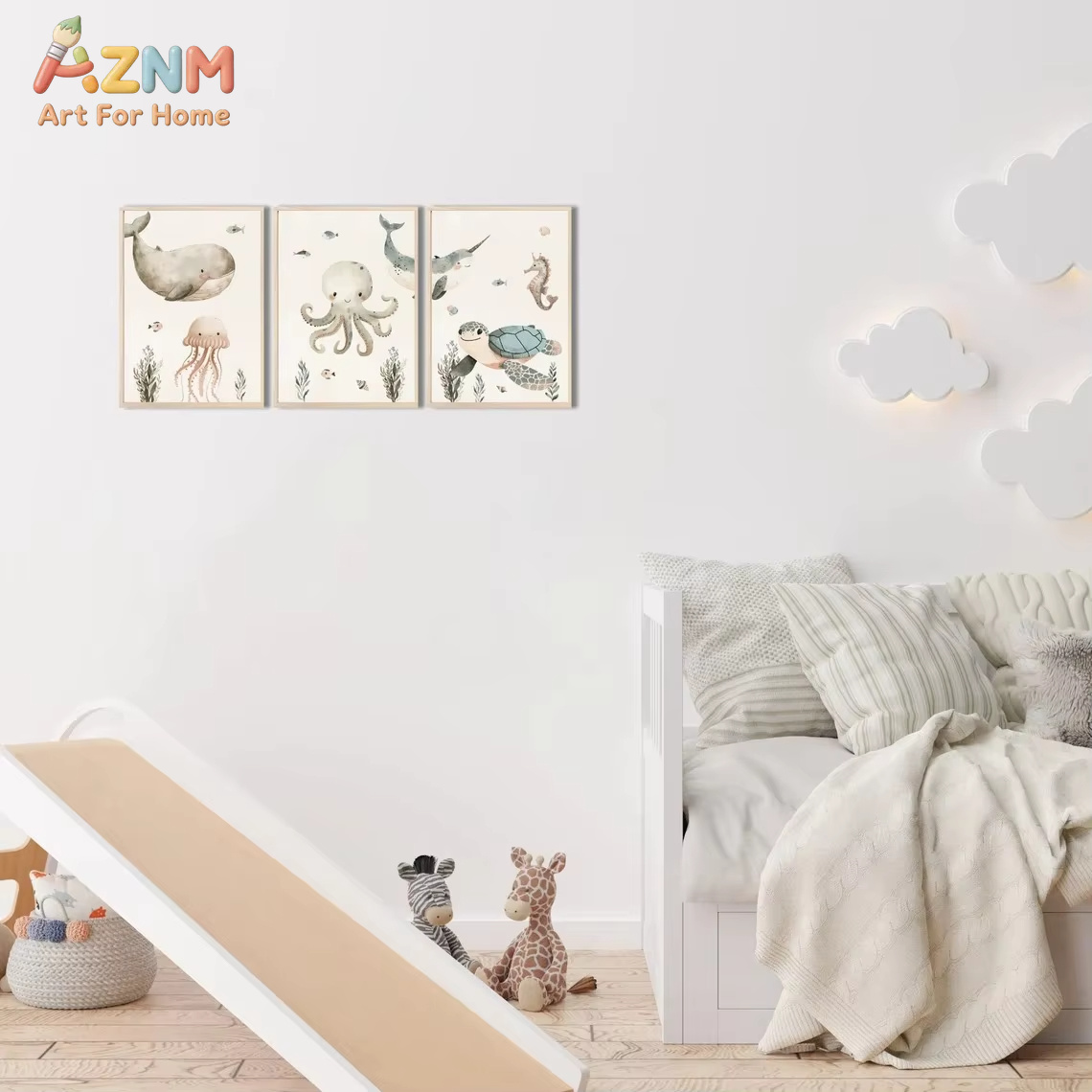 AZNM สีน้ำน่ารักสัตว์ทะเลศิลปะ - Baby Nursery Art บทวิจารณ์และราคา