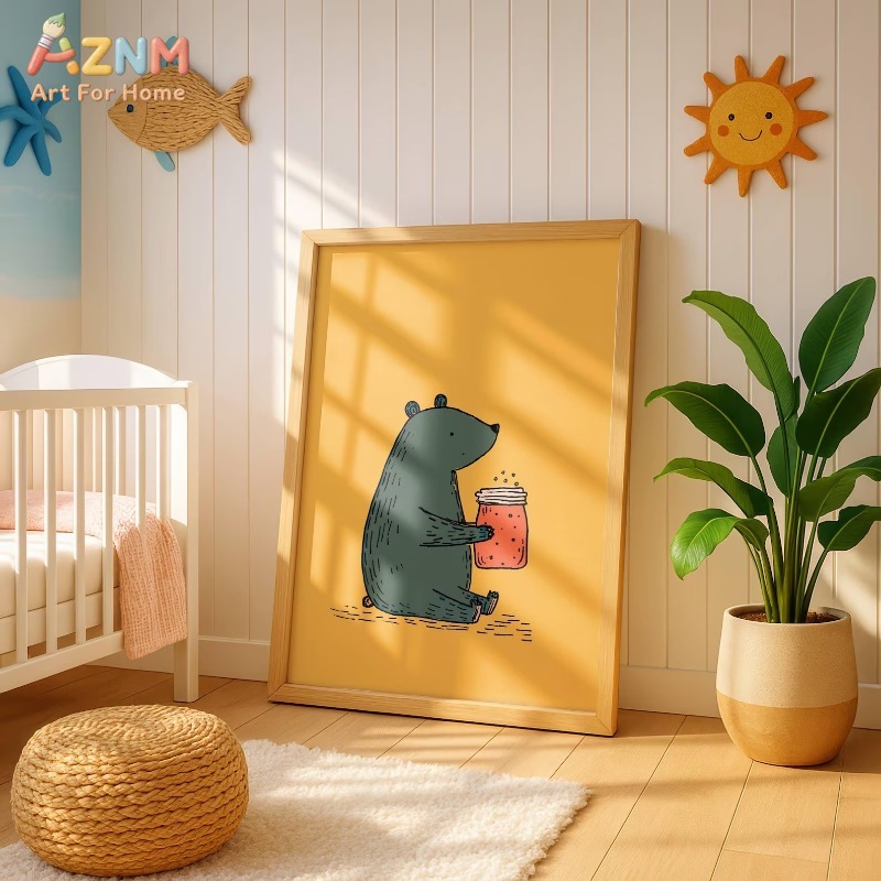 AZNM การ์ตูนหมีขวดน้ำผึ้ง ภาพพ - Baby Nursery Art บทวิจารณ์และราคา