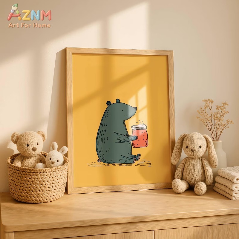 AZNM การ์ตูนหมีขวดน้ำผึ้ง ภาพพ - Baby Nursery Art บทวิจารณ์และราคา