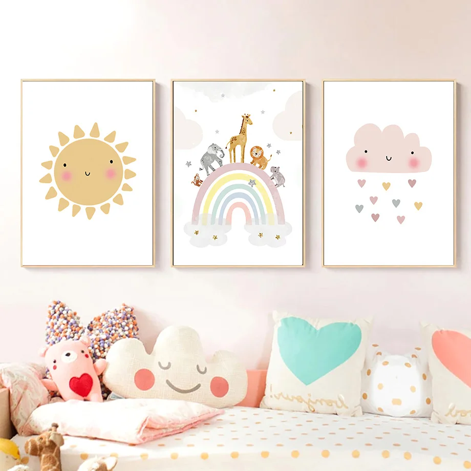 ยีราฟ ช้าง บอลลูนลมร้อน ดวงอาท - Baby Nursery Art บทวิจารณ์และราคา