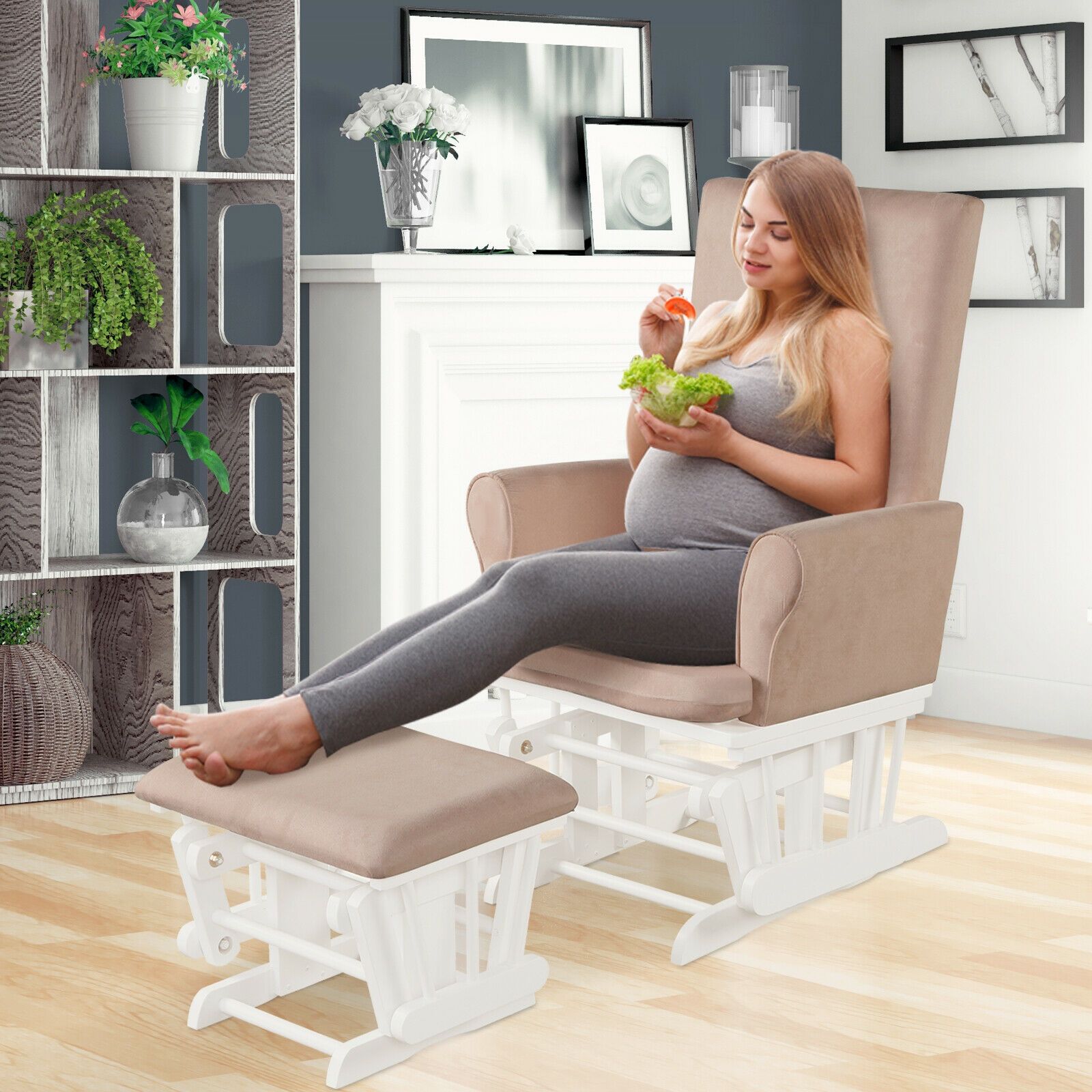 เก้าอี้โยกสำหรับเด็กทารกพร้อมเ - Baby Nursery Glider Chair บทวิจารณ์และราคา