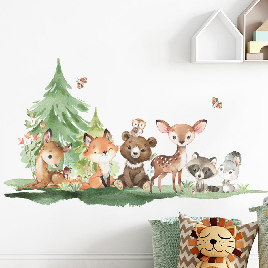 สัตว์ป่าธีมหมีกวางกระต่ายเด็กส - Baby Nursery Forest Theme บทวิจารณ์และราคา