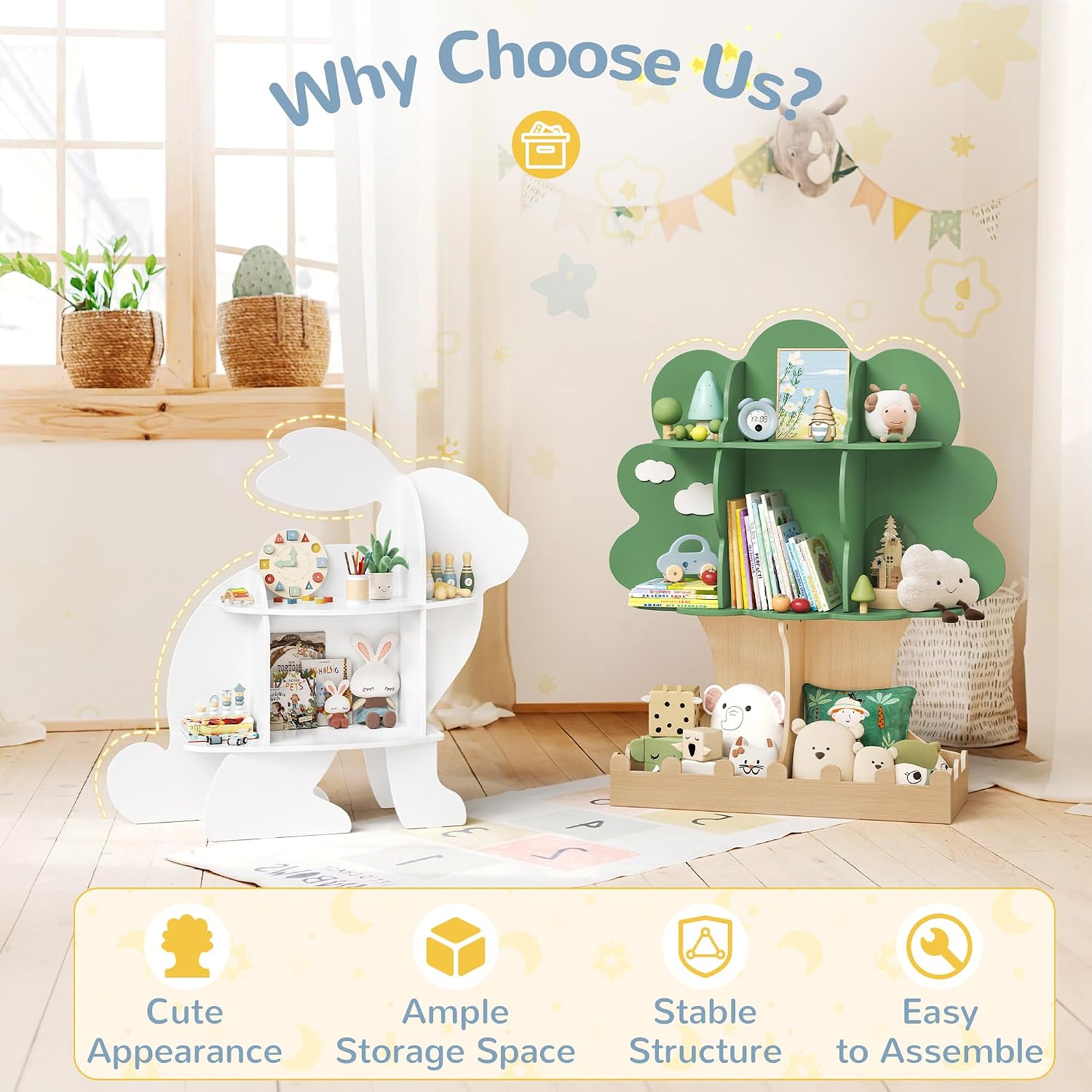 ชั้นวางหนังสือไม้สำหรับเด็กเล็ - Baby Nursery Bookshelf บทวิจารณ์และราคา