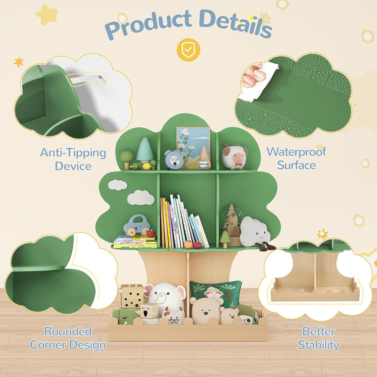 ชั้นวางหนังสือไม้สำหรับเด็กเล็ - Baby Nursery Bookshelf บทวิจารณ์และราคา