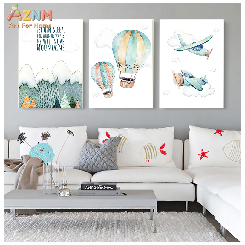 AZNM ภาพวาดสีน้ำเครื่องบินบอลล - Baby Boy Nursery Quotes บทวิจารณ์และราคา
