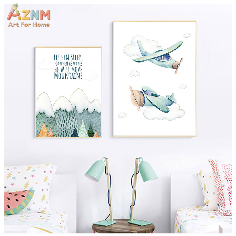 AZNM ภาพวาดสีน้ำเครื่องบินบอลล - Baby Boy Nursery Quotes บทวิจารณ์และราคา