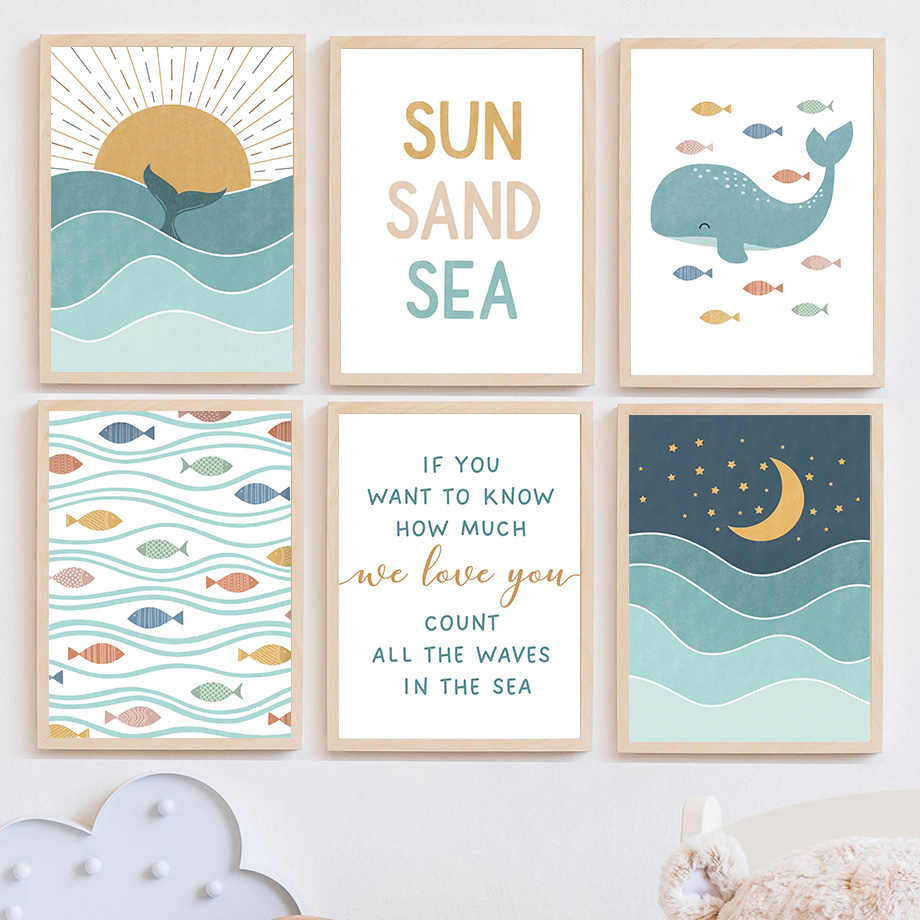 ปลาปลาวาฬนกนางนวลพระอาทิตย์ขึ้ - Baby Boy Nursery Quotes บทวิจารณ์และราคา