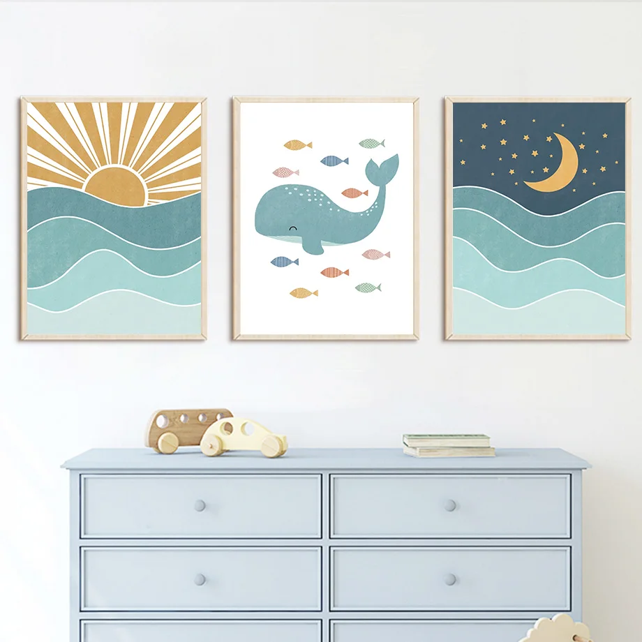 ปลาปลาวาฬนกนางนวลพระอาทิตย์ขึ้ - Baby Boy Nursery Quotes บทวิจารณ์และราคา