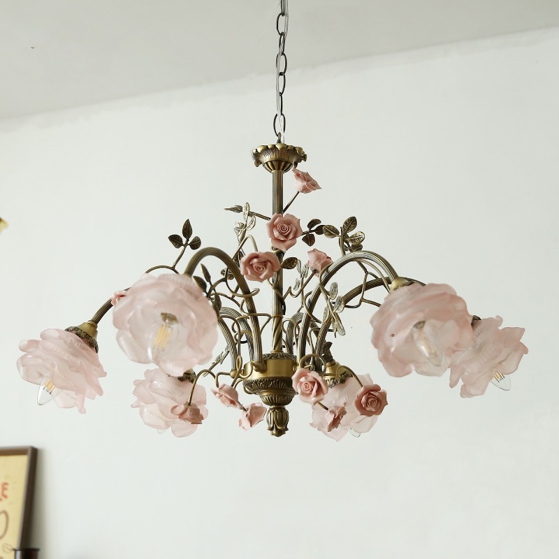 โคมไฟระย้าเซรามิกสีชมพูฝรั่งเศ - Baby Nursery Chandelier บทวิจารณ์และราคา