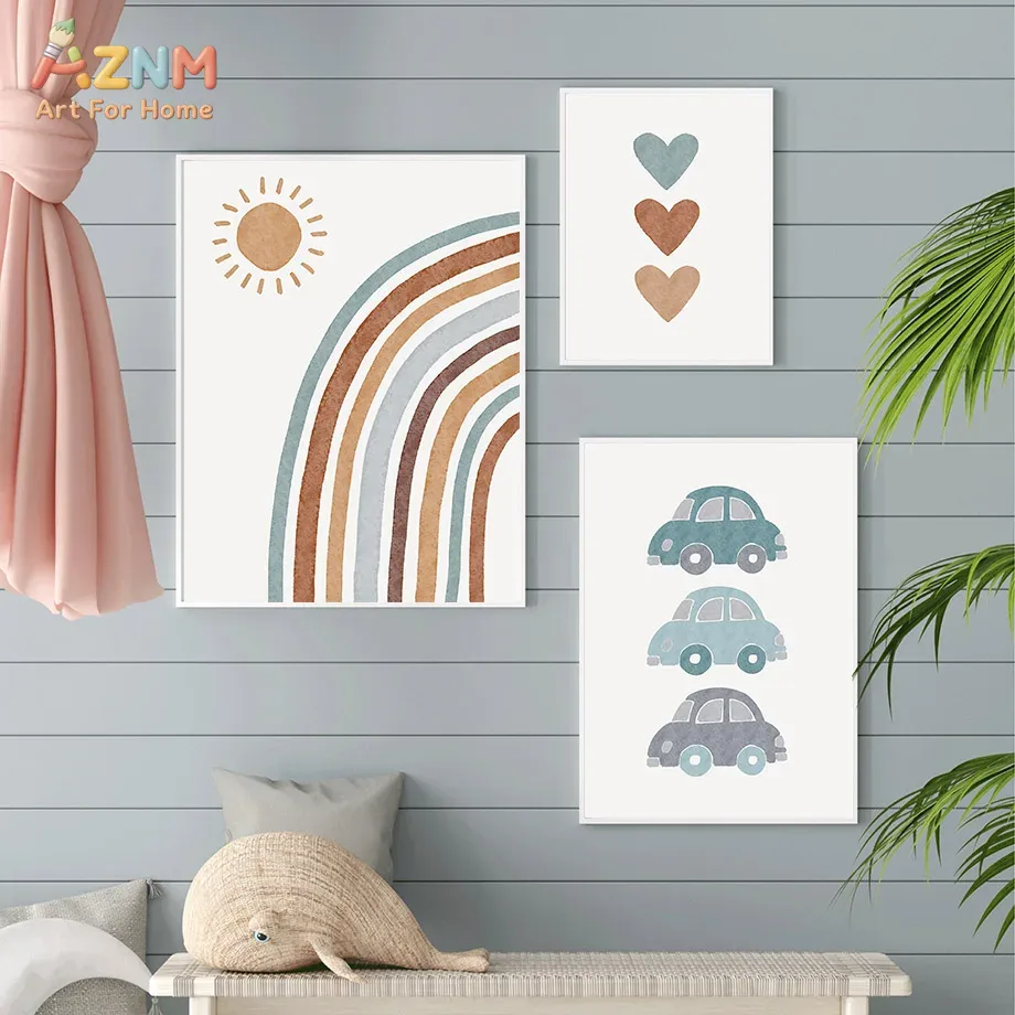 AZNM ภาพพิมพ์ผ้าแคนวาสลายหมีสี - Baby Boy Nursery Quotes บทวิจารณ์และราคา