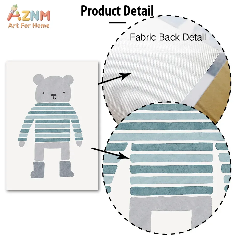 AZNM ภาพพิมพ์ผ้าแคนวาสลายหมีสี - Baby Boy Nursery Quotes บทวิจารณ์และราคา