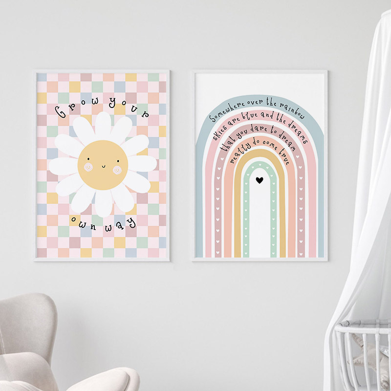Sun ดอกไม้ Rainbow Cloud Heart - Baby Nursery Art บทวิจารณ์และราคา