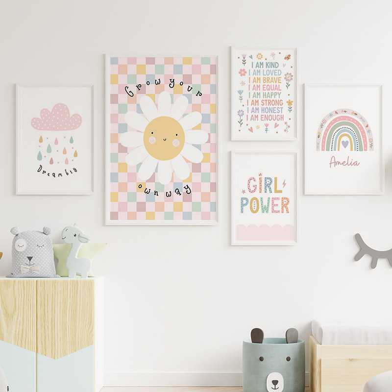 Sun ดอกไม้ Rainbow Cloud Heart - Baby Nursery Art บทวิจารณ์และราคา